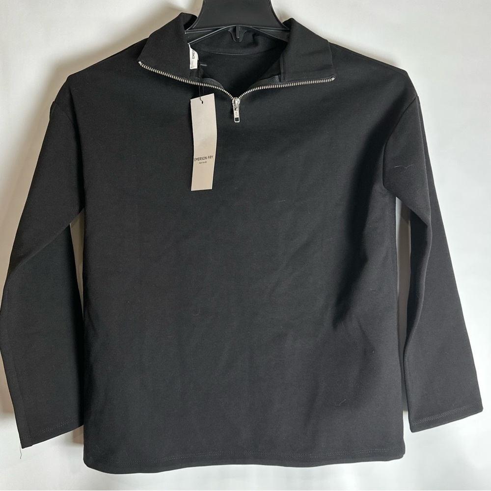Emerson Fry Black Long Sleeve Half-Zip Top NWT Extra Small